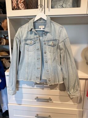 Shyanne Light Blue Denim Jean Jacket with Raw Hem